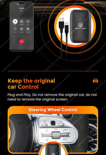 MEKEDE AI BOX Kit CarPlay con Sistema Operativo Android, CarPlay Wireless, Sistema di Intrattenimento Multimediale per Auto, Box TV Intelligente per Netflix e YouTube