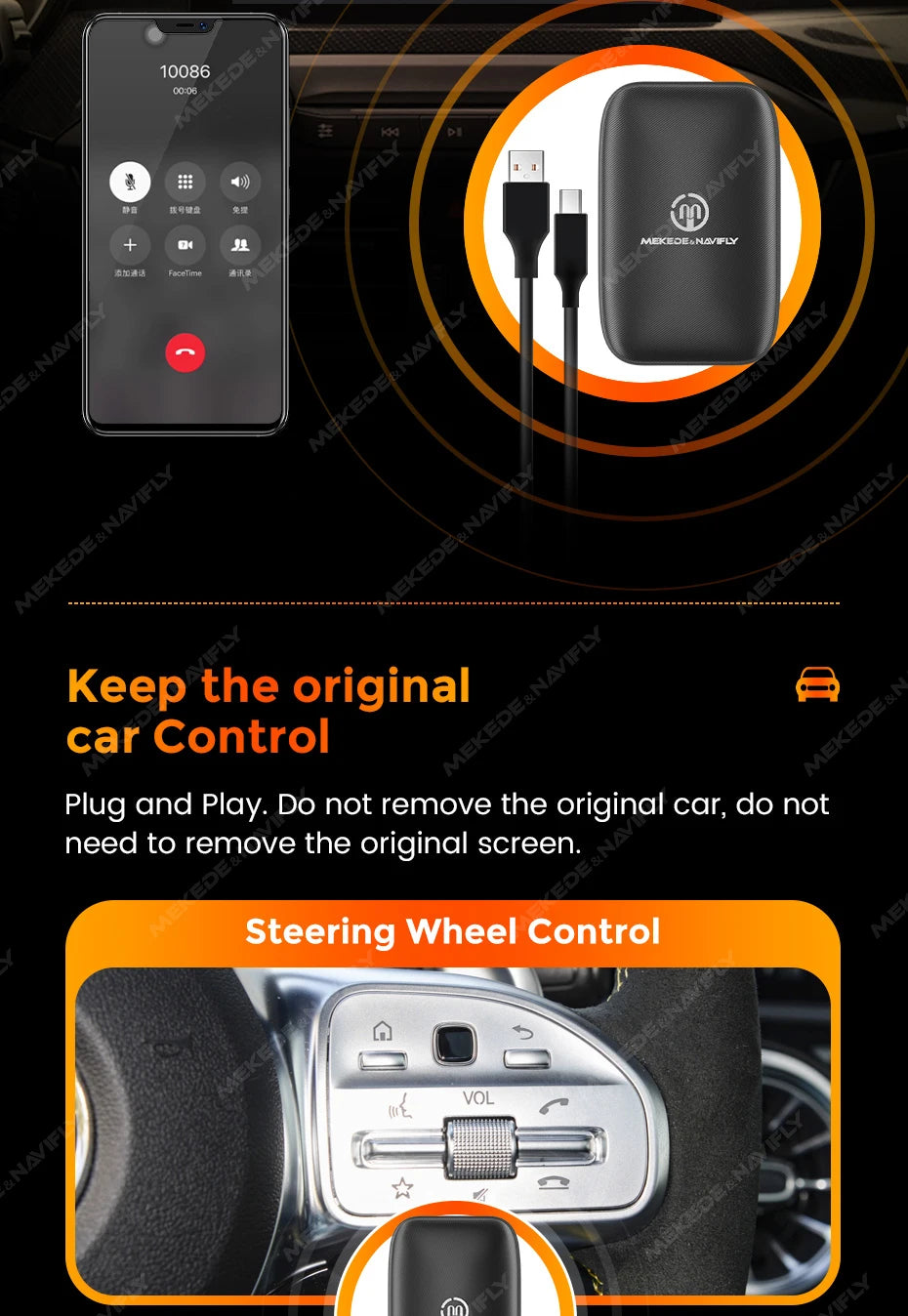 Mekede 2026 Android 2GB RAM CarPlay Wireless/Android Auto Wireless MINI BOX 3in1 CarPlay da Cablato a Wireless Portatile per YouTube Netflix Smart Box