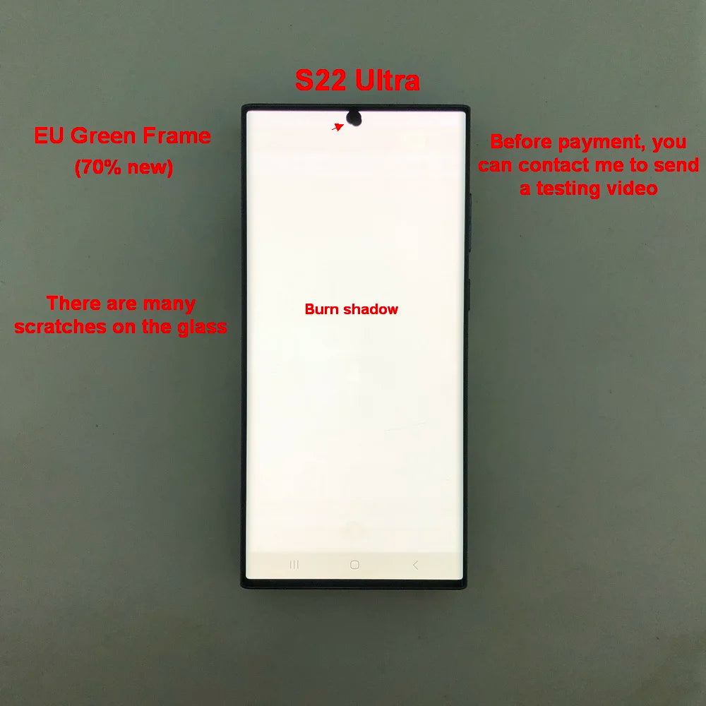 Display Super AMOLED per Samsung Galaxy S22 Ultra LCD SM-S908 S908U S908E, Schermo Touch Digitizer di Ricambio con Difetti