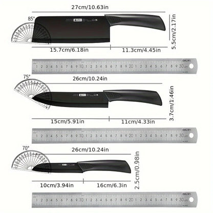 Set di coltelli da cucina, compresi coltello da chef, mannaia e coltello da frutta, con ceppo portacoltelli, adatto per sbucciare carne e verdure