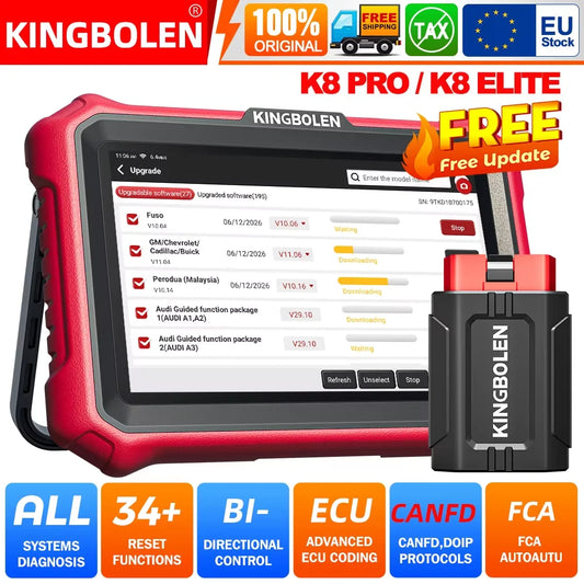 Nuovo KINGBOLEN K8 PRO / K8 ELITE 2026: Strumento Diagnostico Auto OBD2 Scanner Completo con 34+ Funzioni di Reset, Codifica ECU e Aggiornamenti Gratuiti