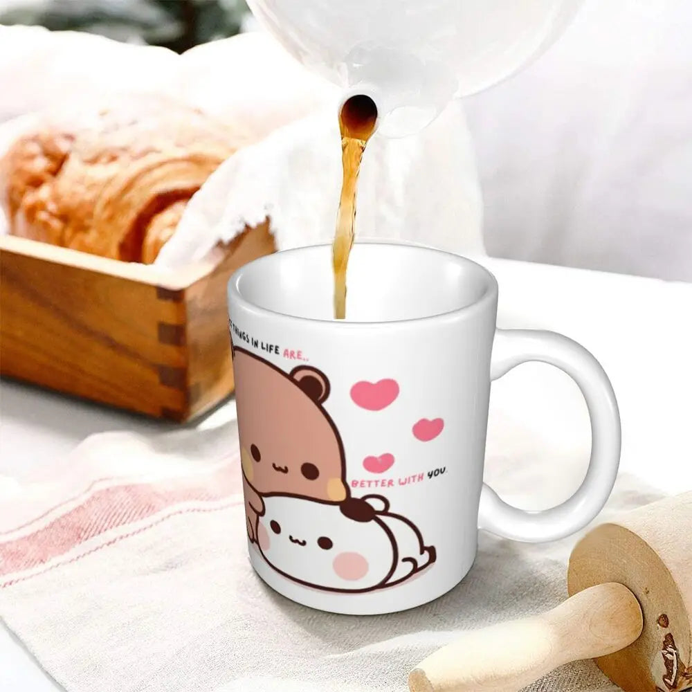 Tazze personalizzate per coppia Bubu Dudu Panda e Brownie Bear Tazza da caffè per tè al latte in ceramica fai-da-te
