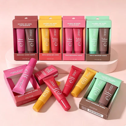 Nuovo set di balsami labbra idratanti E.l.f Squeeze Me More, con due tonalità di lucidalabbra e 3 combinazioni: mango, anguria, menta e cioccolato.