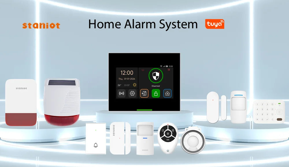 Staniot WiFi versione Tuya kit di sistemi di allarme di sicurezza domestica Wireless WiFi intelligenti compatibili con Alexa e G
