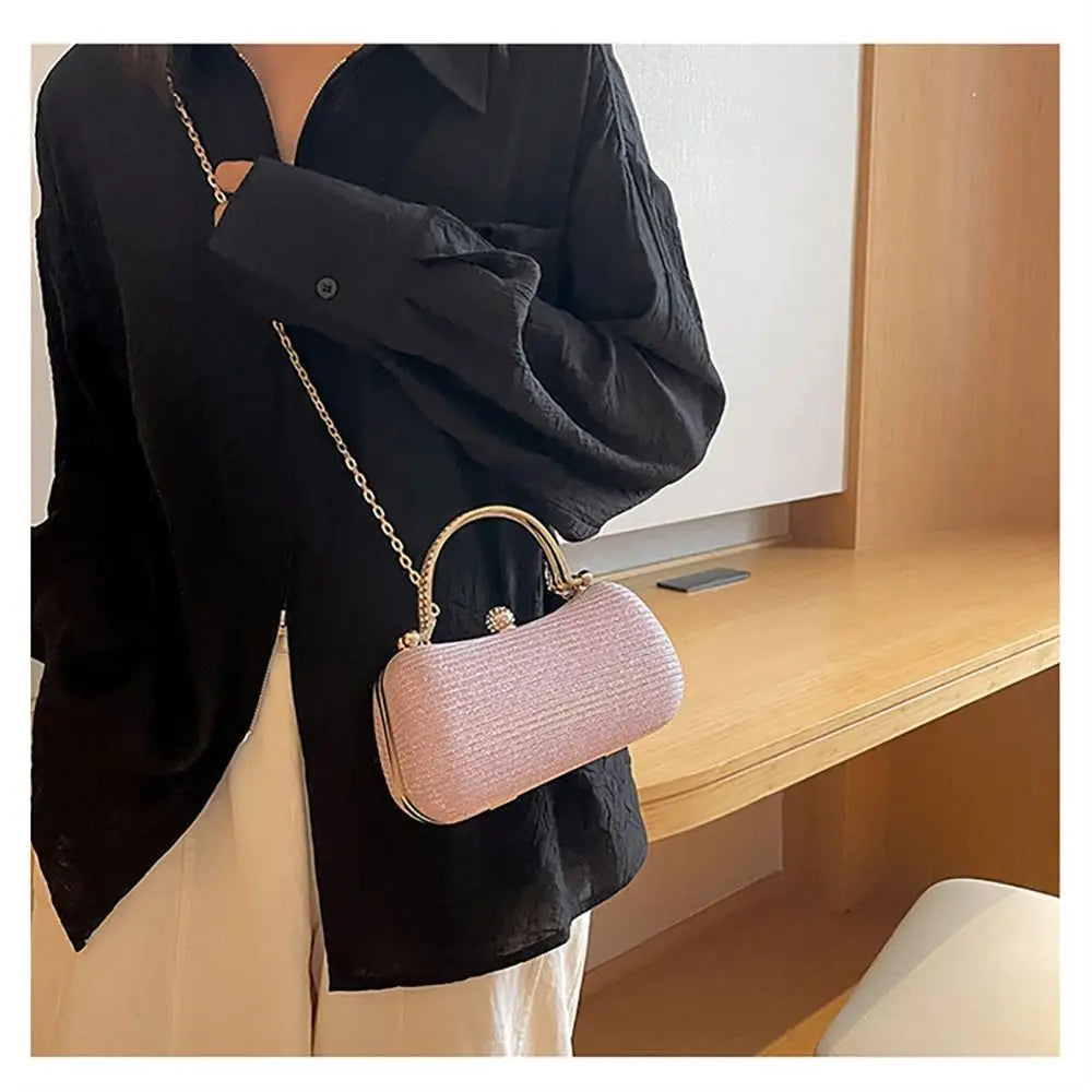 Borsa da sera da donna con perline da sposa Borsa da pranzo Borse a tracolla a catena Elegante pochette con strass Borsa da sera a forma di uovo