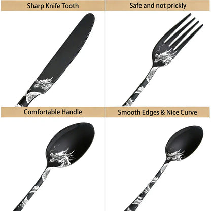 Set di posate in acciaio inossidabile con incisione laser Rose Cat, 4/15/25/40 pezzi, coltello, forchetta, cucchiaio, per coppie, stoviglie per feste