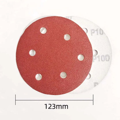 Dischi abrasivi con gancio e anello da 10 pezzi da 125 mm Carta vetrata abrasiva rossa da 5 pollici con 6 fori Grana 80-800 disponibili per levigatrice elettrica