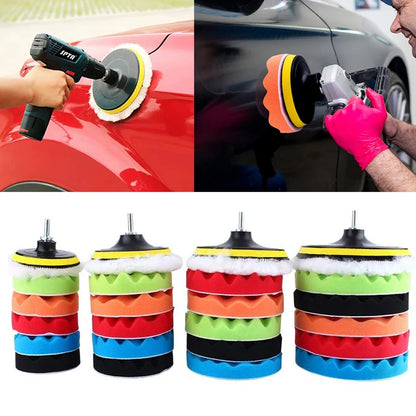 Kit lucidatura auto 8 pezzi: dischi lucidanti da 3/5/7 pollici, spugne per ceratura e lucidatura auto, accessori per lucidatrice auto