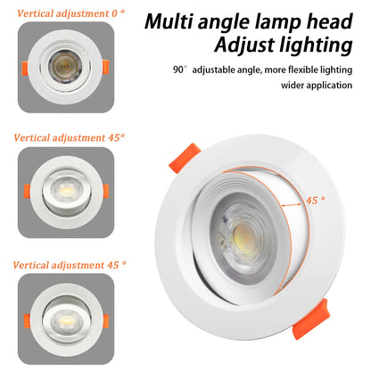 Faretto Orientabile 7W con Regolazione Colore 3000K 4000K 6000K, Illuminazione CCT 7W, Sostituzione Downlight per Illuminazione Direzionale Domestica (1-10 Pezzi)