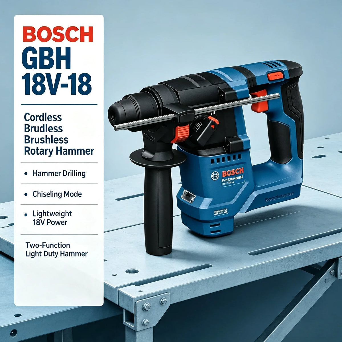 Bosch GBH 18V-18 Trapano Tassellatore a Percussione a Batteria SDS PLUS Professionale 18V Brushless Senza Batteria