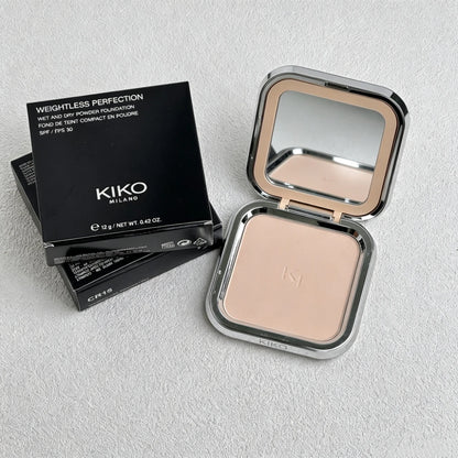 KIKO Matte Fusion Pressed Powder e Double Touch Lip Gloss 2 in 1 Set Trucco Viso e Labbra a Lunga Durata con Controllo dell'Olio, Specchio e Spugnetta