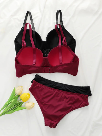 2 set Set di biancheria intima con ferretto solido Reggiseno push up da donna con anello in acciaio Moda donna intimo Mutandine Set di reggiseni per tutti i giorni J2611