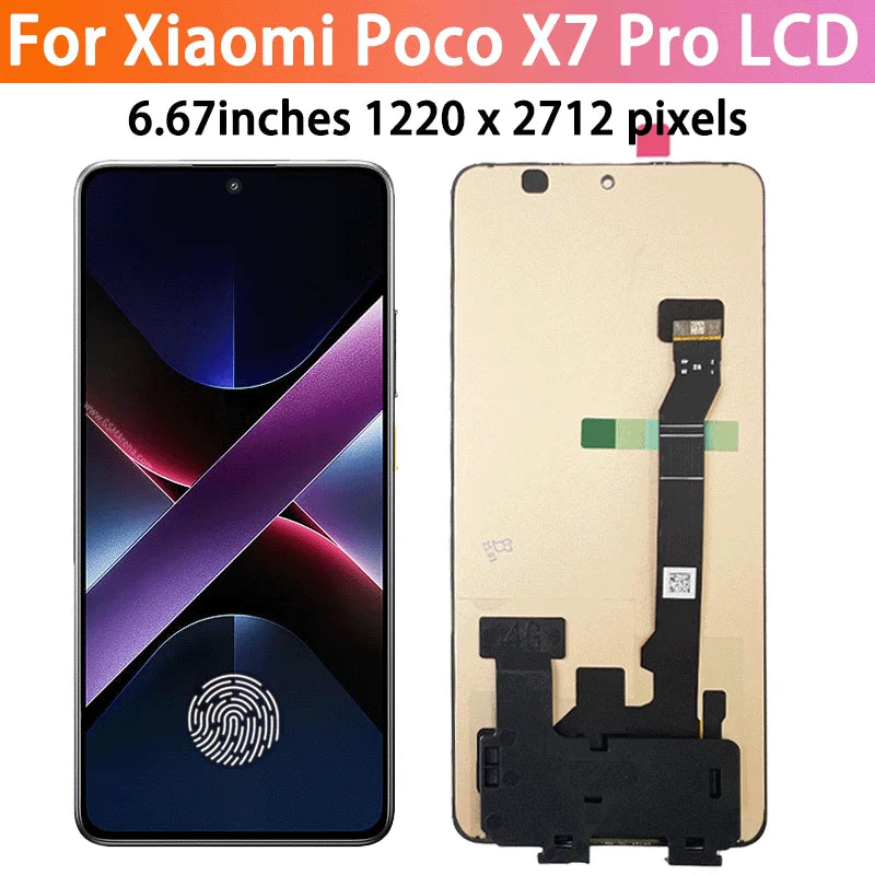 6.67 "AMOLED Per Xiaomi Poco X7 Pro Display Lcd Touch Screen Digitizer Assembly di Ricambio Per PocoX7 Pro 2412DPC0AG Display