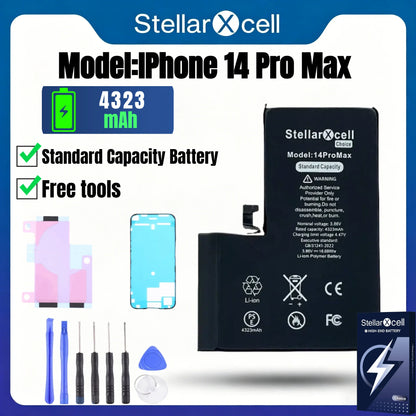 Batteria per iPhone, per iPhone 14 14Pro 14ProMax, Batteria di Capacità Standard, Batteria di Qualità Standard, Sostituzione Batteria iPhone con Strumenti Gratuiti, 0 Cicli, Mostra il 100% della Salute della Batteria