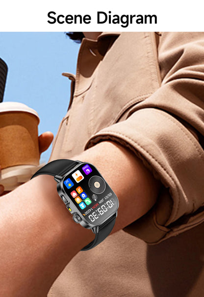 Nuovo Smartwatch per Uomo con Diagnosi ECG Accurata, Misurazione di Pressione Sanguigna, Ossigeno nel Sangue, Grasso nel Sangue, Acido Urico, Temperatura, Chiamate Bluetooth