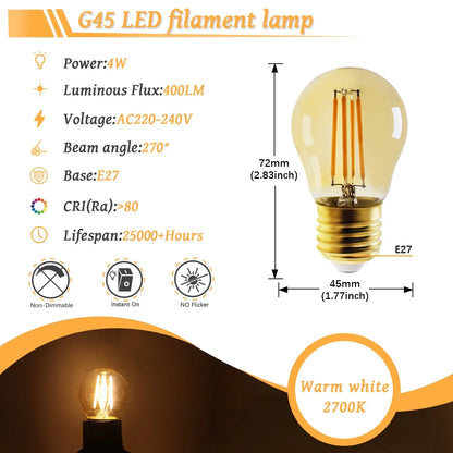 10 Lampadine LED E27 E14 B22 Stile Industriale Vintage, Retro Edison 8W 4W 6W 220V per Lampade a Filamento Incandescenti Edison