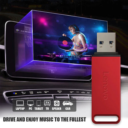 Chiavetta USB Lenovo Mini ad alta velocità, in metallo, resistente e portatile, con capacità di archiviazione di 2 TB/1 TB/512 GB/256 GB/128 GB, ideale per PC, laptop e sistemi audio per auto.