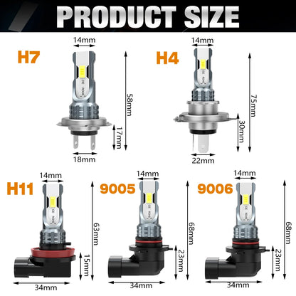 Fari LED XSTORM H7 80W 20000LM, Luci Fendinebbia H4 H11 9005 9006, Lampadine LED Canbus per Auto, Plug & Play 6000k 12V