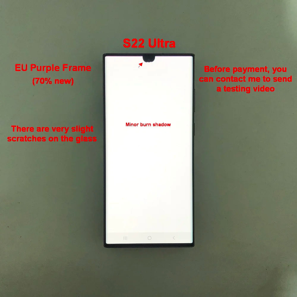 Display Super AMOLED per Samsung Galaxy S22 Ultra LCD SM-S908 S908U S908E, Schermo Touch Digitizer di Ricambio con Difetti