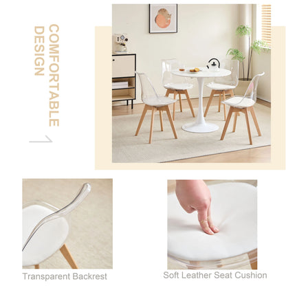 Set di 4 sedie da pranzo trasparenti gambe in legno sedia moderna e confortevole in PU per cucina camera da letto soggiorno mobili da cucina per la casa