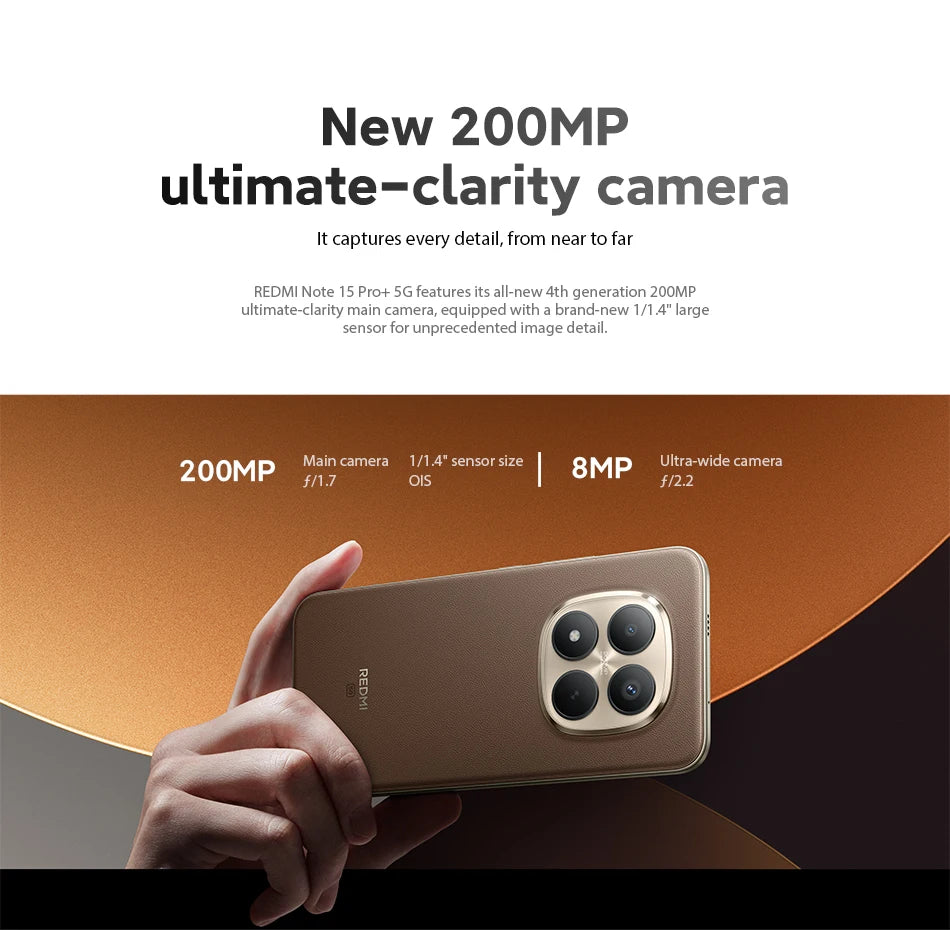 Xiaomi Redmi Note 15 Pro+ 5G Versione Globale, Snapdragon 7s Gen 4, NFC, Batteria da 6500mAh, Display AMOLED CrystalRes da 6.83", Smartphone