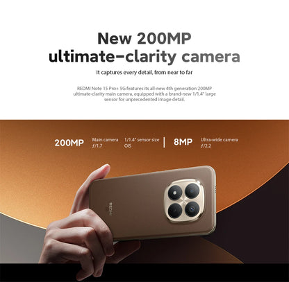 Xiaomi Redmi Note 15 Pro+ 5G Versione Globale, Snapdragon 7s Gen 4, NFC, Batteria da 6500mAh, Display AMOLED CrystalRes da 6.83", Smartphone