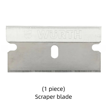 Wurth 071466335 Raschietto Professionale per Vetro con Lama da 40mm, Rimuovi Adesivi e Residui di Colla, Manico Antiscivolo con 6 Lame