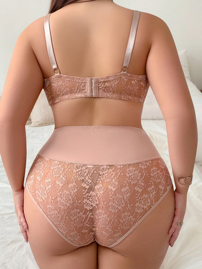 Set intimo da donna sexy in 2 pezzi taglie forti pizzo semitrasparente moda retrò biancheria intima grande rosa Lingerie MR3419