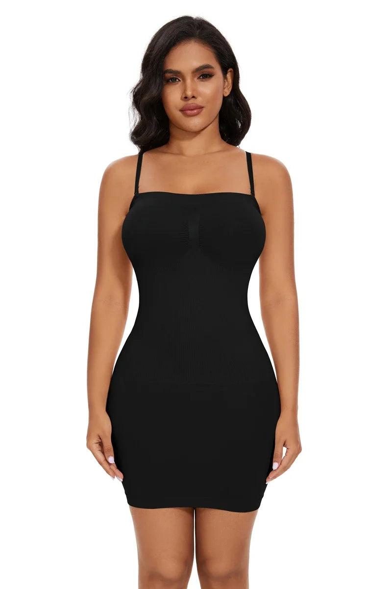 Abito modellante sexy da donna con spalle scoperte, aderente, senza spalline, intimo, compressione liscia, modellante per il corpo, vita dimagrante