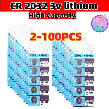 2-100 pezzi 3V CR2032 batteria a bottone batterie al litio moneta orologio computer LED luce giocattolo calcolatrici telecomandate