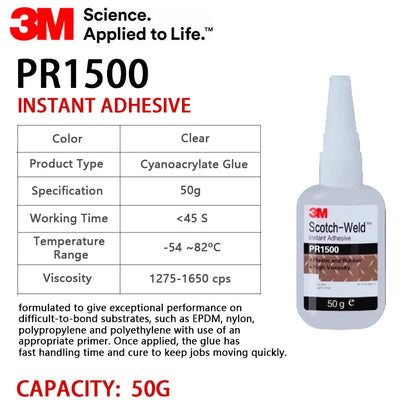 Adesivo Istantaneo Originale 3M PR40 PR100 PR1500 Scotch-Weld per Plastica, Gomma, Guarnizioni, Gioielli, Elettronica, Colla CA a Rapida Asciugatura