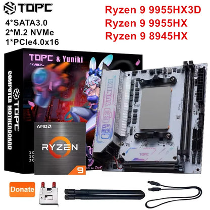 Scheda Madre Gaming TOPC AMD Ryzen 9 9955HX3D 9955HX 8945HX 7945HX 4*SATA 2*M.2 NVMe 2*DDR5 2.5G LAN WiFi6E per NAS Mini PC