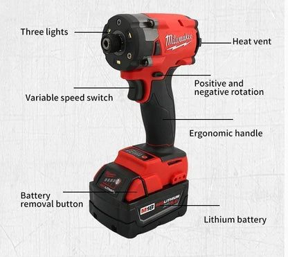 Avvitatore a impulsi senza spazzole Milwaukee M18 con attacco esagonale da 1/4", utensile elettrico compatto a batteria 18V ad alta coppia per il fissaggio di viti