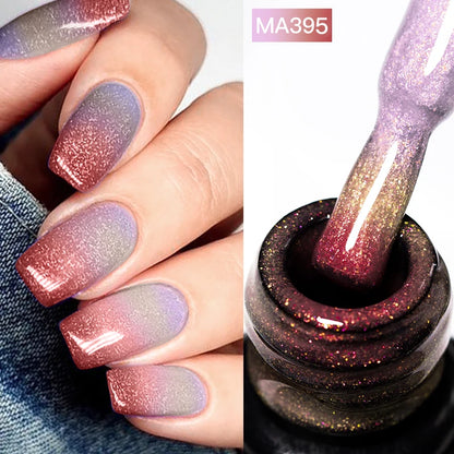MEET ACROSS 7ml Gelatina Nuda Shimmer Base in gomma Gel Glitter Rosa Viola UV/LED Nail Art Vernis Gel Smalto per manicure Unghie FAI DA TE