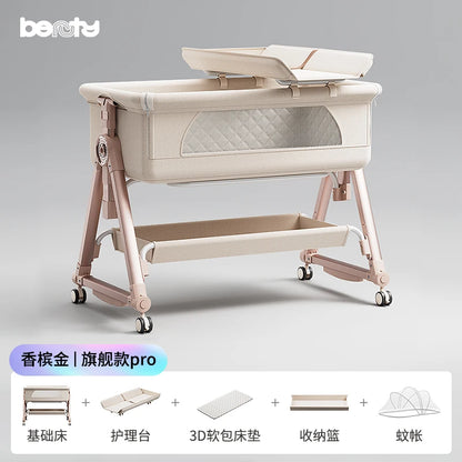 Culla per bambini, giunzione portatile, culla per lettino, culla da comodino per bambino, culla da comodino 3 in 1 con ruote