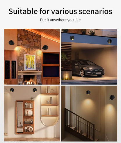 Faretto LED ricaricabile USB Lampada da parete magnetica senza fili Sensore tattile Dimmerabile Faretto per camera da letto per porta dell'armadio a 3 colori