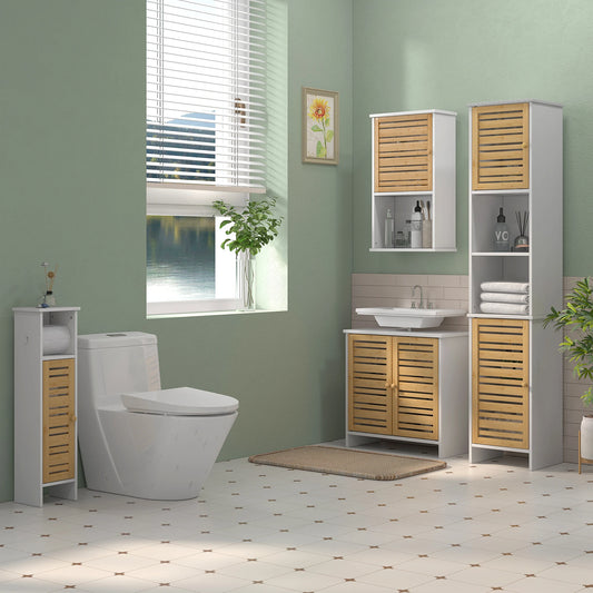 Mobile bagno HOMCOM con ante a battente, 2 ante con ripiano regolabile, armadietto per lavabo 60x30x60 cm