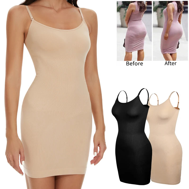 Intimo modellante da donna, slip completo, controllo della pancia, girocollo, mini sotto il vestito, modellante per il corpo liscio, nuova lingerie con spalline sottili