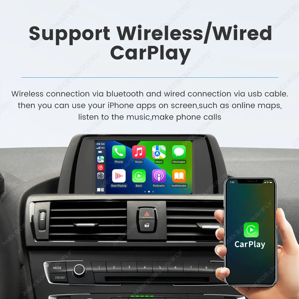 MEKEDE Modulo BOX DSP HiFi con mirroring, CarPlay wireless, Android Auto, AirPlay, Autolink per BMW F20 F21 F30 F31 F34 F07 F10 F11 F01 F2 F25 E60 E61 E81 E82 E84 E87 E88 E89 E90 E91 E92 E93 E70 E71 Sistema CIC