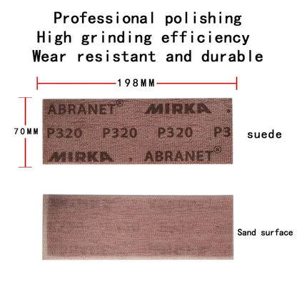 70-198mm Mirka Abranet Mesh Sabbia Rettangolare Carta Abrasiva Secca Vernice Auto Stucco Rettifica Maglia Carta Vetrata 80-400 Grana Floccaggio