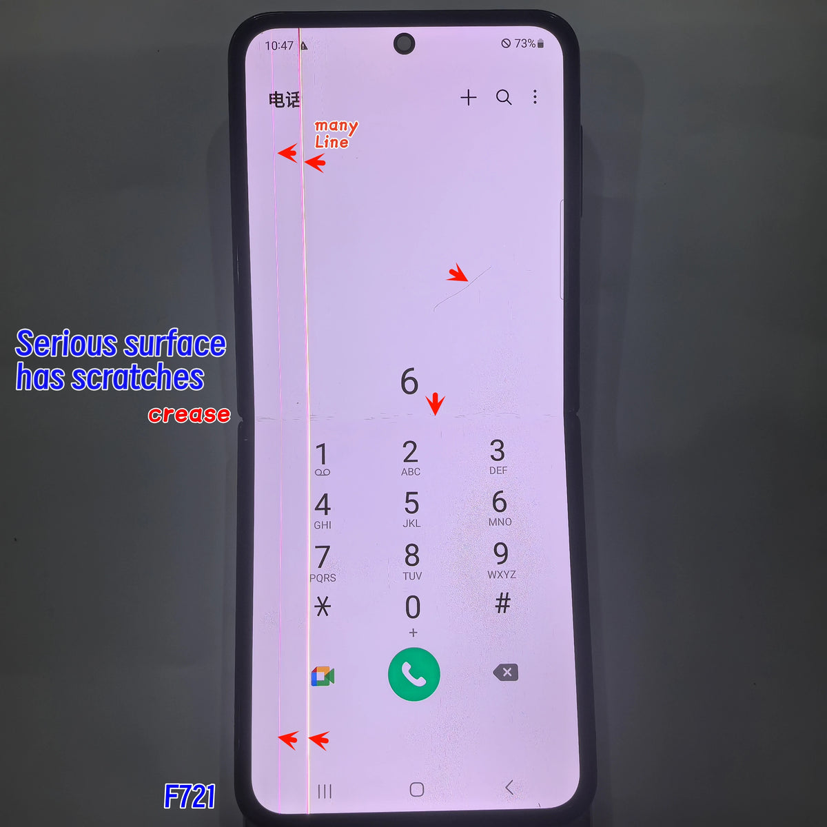 Display LCD Super AMOLED da 6.7'' 100% Testato per Samsung Z Flip 4 SM-F7210 F721 F721W F721U, Schermo Touch Sostitutivo Con Difetti