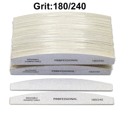 50/100 Pz Lime per unghie professionali in legno 180/240 Buffer 100/180 Grigio Barca Legno Carta vetrata Blocco Gel Lucidatore Levigatura Lime per unghie