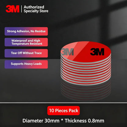 3M 10 pezzi 5108 Nastro biadesivo quadrato/rotondo, adesivo per fissaggio forte, nastro ad alta viscosità senza tracce, nastro speciale per fissaggio auto