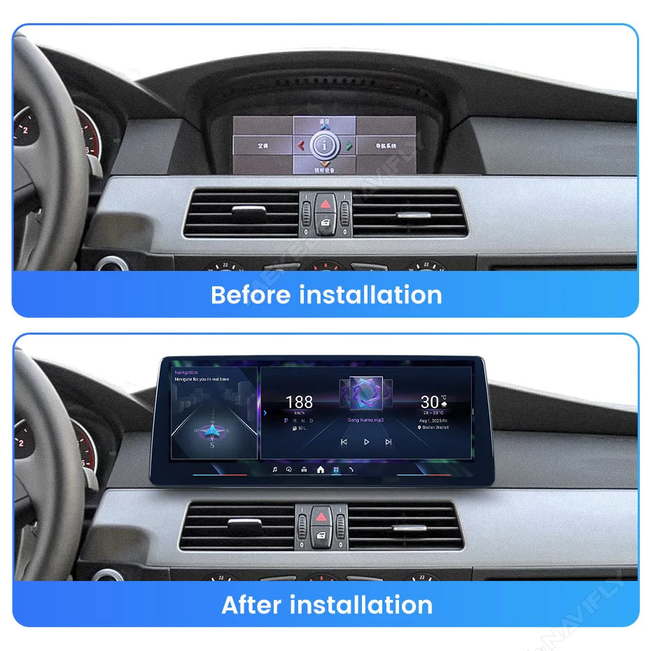 Mekede 10.25/12.3 pollici QLED Android 14 Snapdragon 128GB ROM CarPlay Wireless Auto Multimedia per BMW Serie 5 E60 E61 E62 E63 E64 Sistema CCC CIC Navigazione GPS Doppio BT 4G WiFi DSP