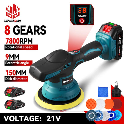 ONEVAN Lucidatrice per auto elettrica 8 marce 7800 giri/min Cordless Auto Car Lucidatura Ceretta Utensile elettrico rotante per Makita 18V Batteria Spille