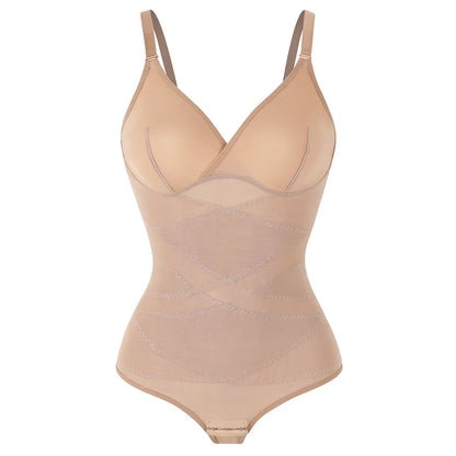 Body modellante per il corpo con controllo della pancia a vita incrociata per le donne Controllo completo del corpo con scollo a V Slip traspiranti in rete Intimo Sollevatore di testa