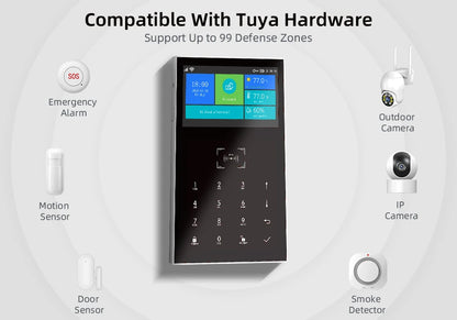 PG109 Sistema di Allarme Antifurto WiFi GSM da 4,3 Pollici per Casa, Compatibile con App Tuya, Controllo con Display della Temperatura
