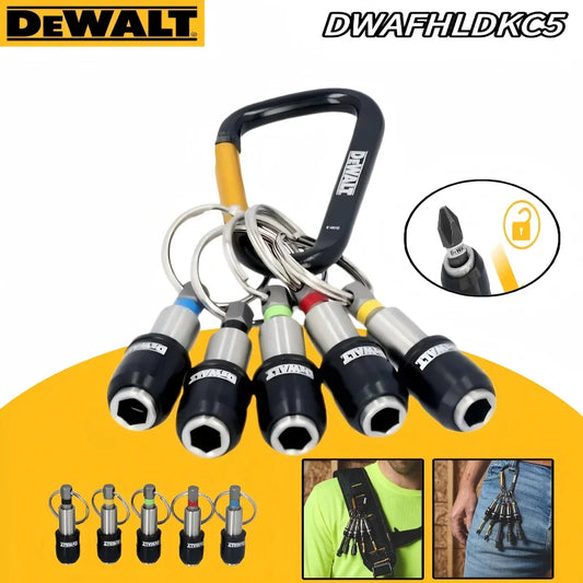 Set di Portabiti a Portachiavi DEWALT, Attacco Esagonale da 1/4'', Portabiti in Metallo Autobloccante Durevole, DWAFHLDKC5