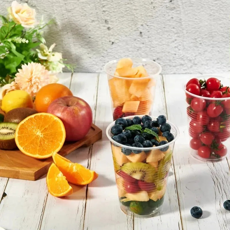 50/100 bicchieri di plastica trasparenti usa e getta, bicchieri per uso domestico, per succhi di frutta, caffè, gelato, utensili per feste di compleanno