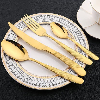 Set di posate in acciaio inossidabile da 16 pezzi - Set di posate nere, lucidate a specchio, lavabili in lavastoviglie, include coltelli, forchette e cucchiai